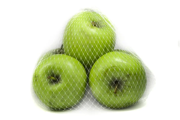 Drie groene appels — Stockfoto