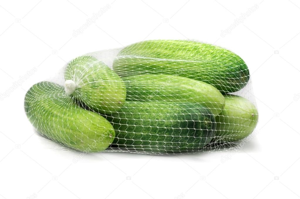 Cucumbers in net bag
