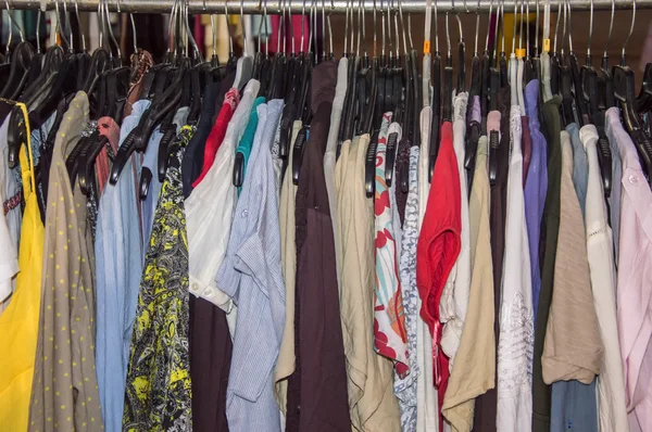 Hanging clothes on sale — Stock Photo, Image