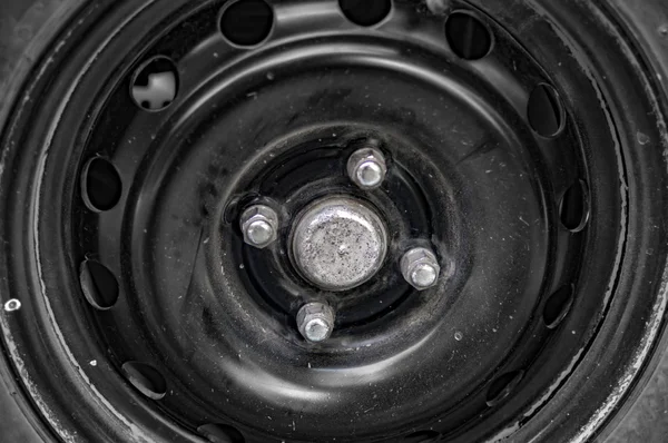Black wheel of car — Stock Photo, Image