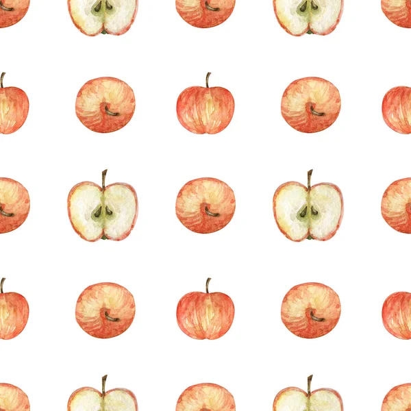 Watercolor Seamless Pattern Illustration Fruits Apples Healthy Food Background Hand — Stock Photo, Image