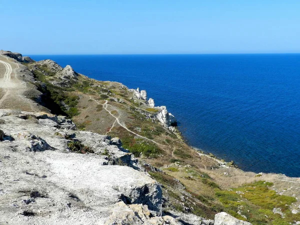 Costa Rochosa Baía Dzhangul Crimeia — Fotografia de Stock