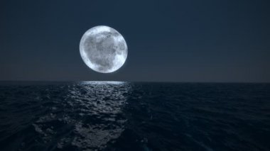 Okyanusta yansıtan aya.