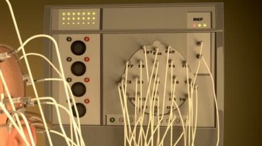 Kablolu bir Eeg makinesi veya electroencephalograph adam