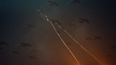 İzleyiciler mermimissles ile havai uçan uçaklar