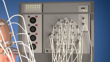 Kablolu bir Eeg makinesi veya electroencephalograph adam