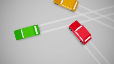 Crossing, siyah lastik izleri arkalarında bırakarak çok sayıda otomobil.