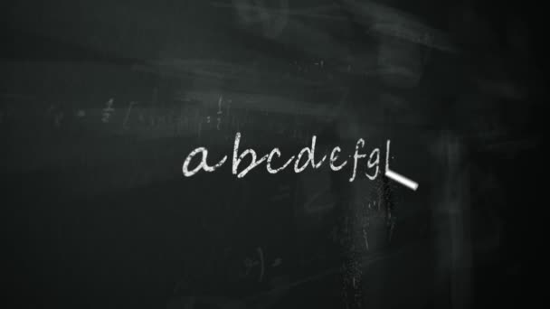 Tekening woord alfabet op schoolbord — Stockvideo