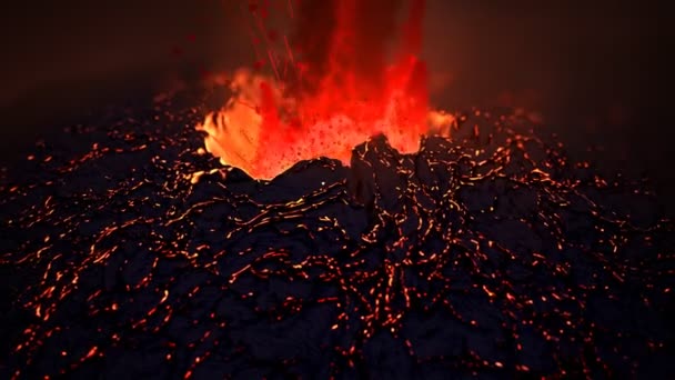 Spectacular eruption CG volcano. — Stock Video