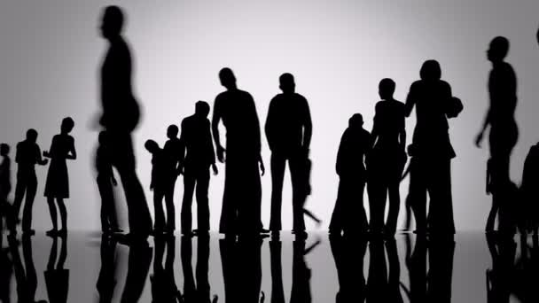 Silhouettes of a crowd of people — Stock Video