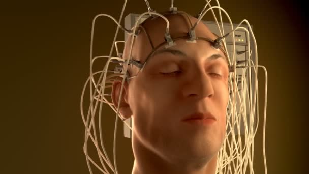 Homme relié à une machine EEG ou à un électroencéphalographe — Video