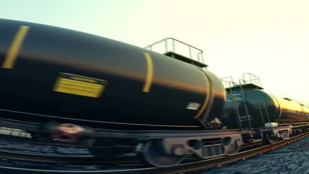 Tank wagons during sunset — Stock Video