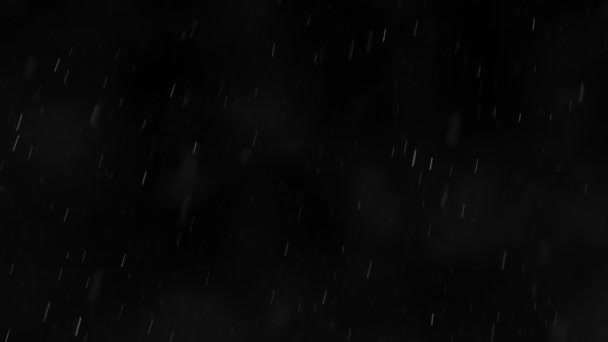 Fallender Regen vor schwarzem Hintergrund. — Stockvideo