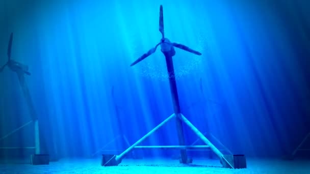 水下潮汐涡轮机 — 图库视频影像