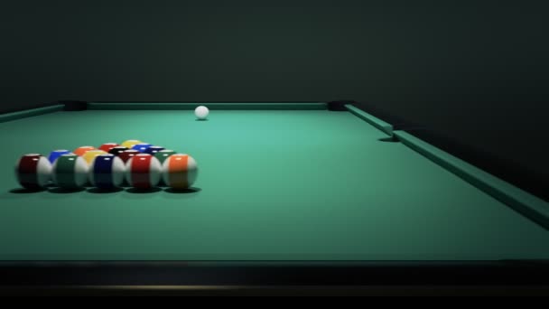 Bilardo masası yeşil çuha bilardo topları — Stok video