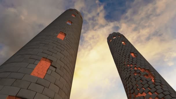 Kollapsande medeltida defensiva torn — Stockvideo