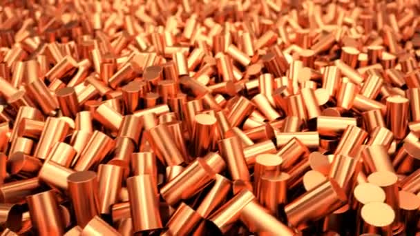Granulado cilíndrico de cobre puro — Vídeo de stock