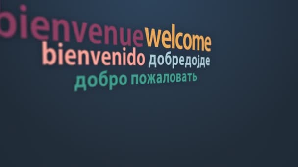 Word Welcome in different languages. — Stock Video