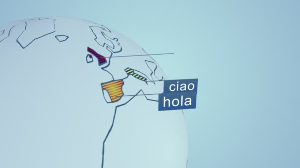 Parola Ciao in diverse lingue . — Video Stock