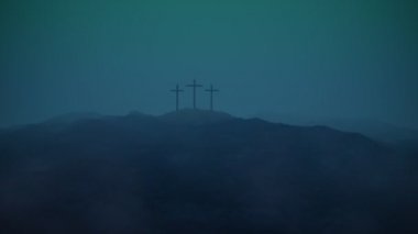 Bir dağ üzerinde üç haçlar