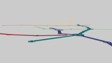 Büyük şehrin genel bir metro planının animasyon