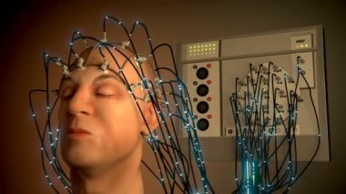 Kablolu bir Eeg makinesi veya electroencephalograph adam