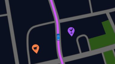 Şehrin caddeleri Gps tarafından oluşturulan bir yol aşağıdaki gibi araba mavi