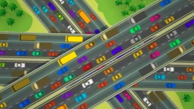 Crossing, siyah lastik izleri arkalarında bırakarak çok sayıda otomobil.