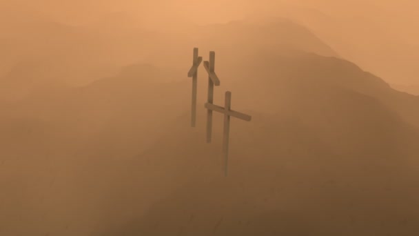 Trois croix sur une montagne 