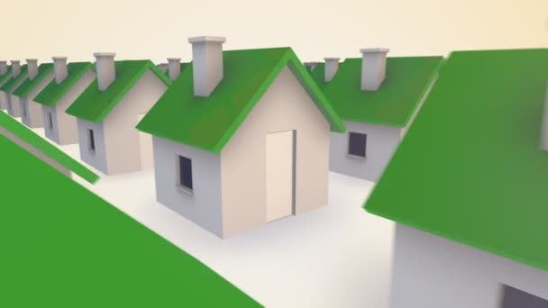 Tiny houses with green tops — Stock Video