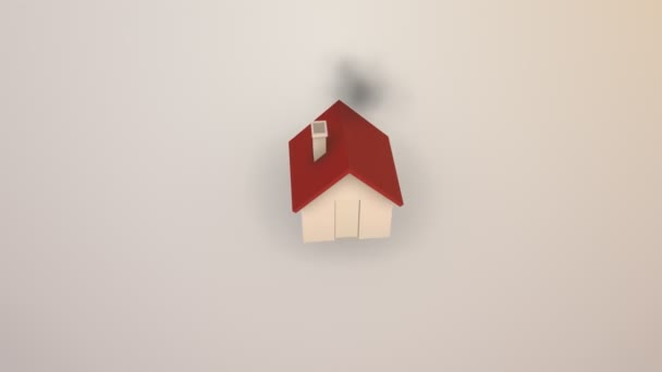 Animasyongeliştirme kelime kırmızı çatı evi beyaz arka plan — Stok video
