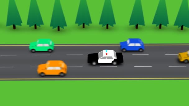 Filmato di eccesso di velocità auto della polizia — Video Stock