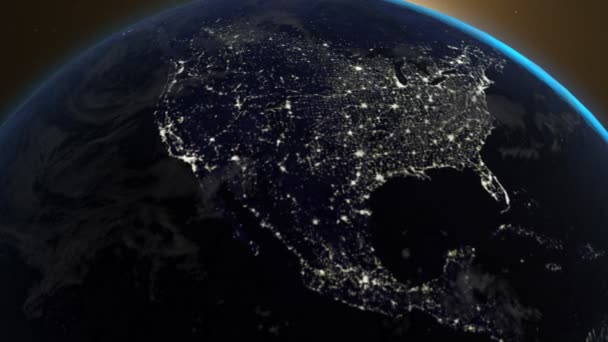 Planet Earth şehir ışıklarının uzaydan — Stok video