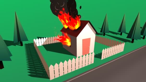 Casa destruída pelo fogo intenso — Vídeo de Stock