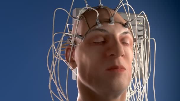 Man fast till ett Eeg maskin eller electroencephalograph — Stockvideo