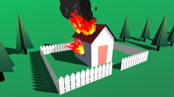 Casa destruída pelo fogo intenso — Vídeo de Stock