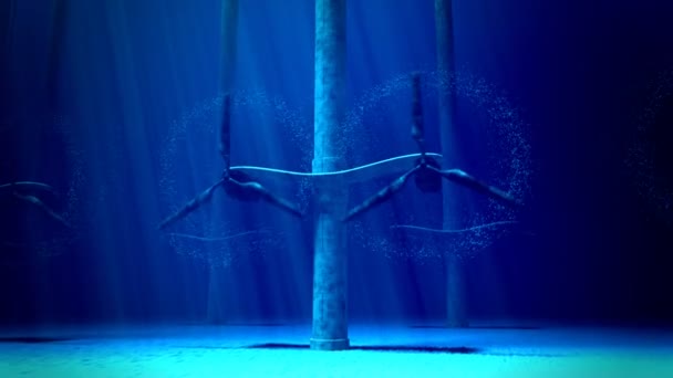 Turbinas submarinas de maré — Vídeo de Stock