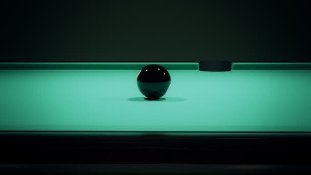 Bilardo masası yeşil çuha siyah bilardo topu — Stok video