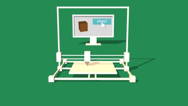 Animation simple de l'impression sur imprimante 3D . — Video