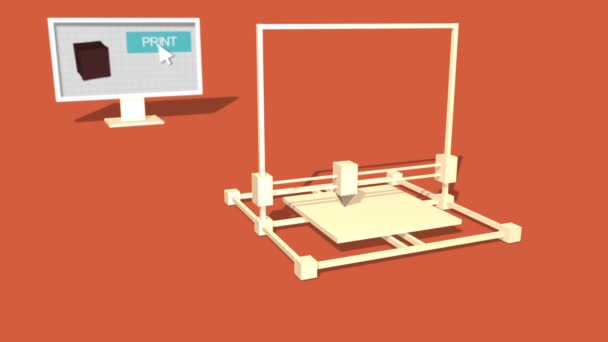 Impresión de una caja de plantas con una impresora 3D . — Vídeos de Stock