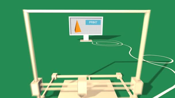 Einfache Animation des Drucks auf einem 3D-Drucker. — Stockvideo