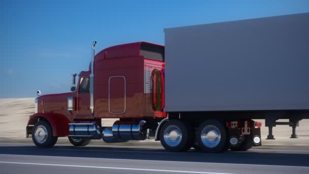 18 колесных грузовиков на дороге — стоковое видео