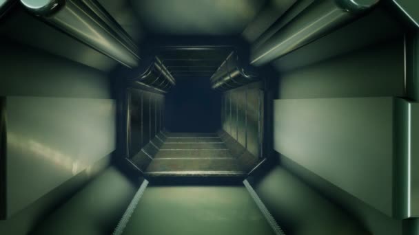 窓のない宇宙船の廊下 — ストック動画