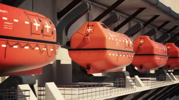 Emergency lifeboats used for any evacuation — Stock Video