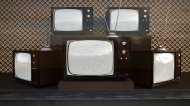 Eski Retro renkli Tv anteni ile ayarlar