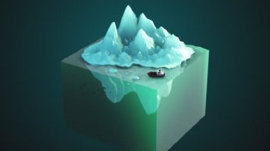 Yakın buzdağı okyanus palamarla tekne