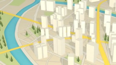 Soyut şehir haritası görünümünü. GPS navitation Scyscrapers cityscape kentsel haritalama