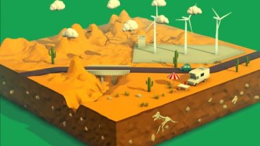 Çöl manzarası ile arka plan Rüzgar türbinleri