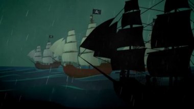 Korsan gemi denizde kürek