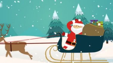 Noel Baba Reindeers ile kızak sürme